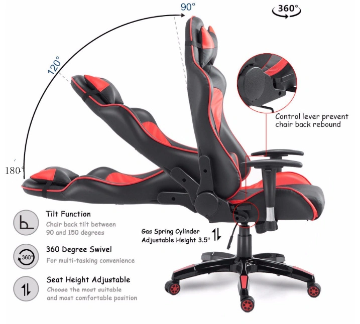 Gravity Adjustable Colorful Design Office Red Massage PC Computer Racing Gaming Chair