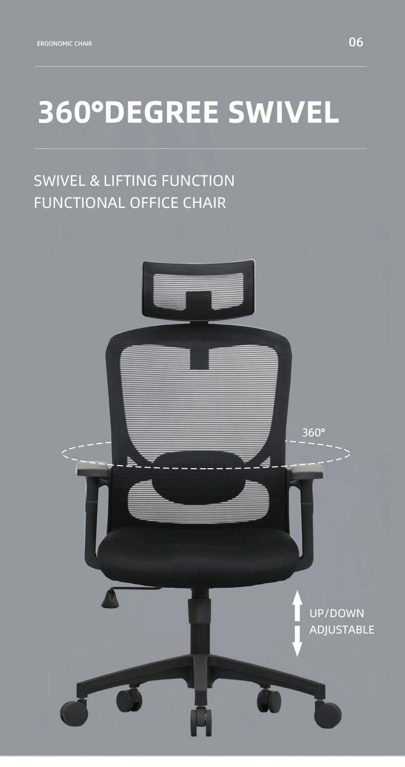 Multi-Function Ergonomic Nylon Plastic Office Chair High Back Adjustable Many Function