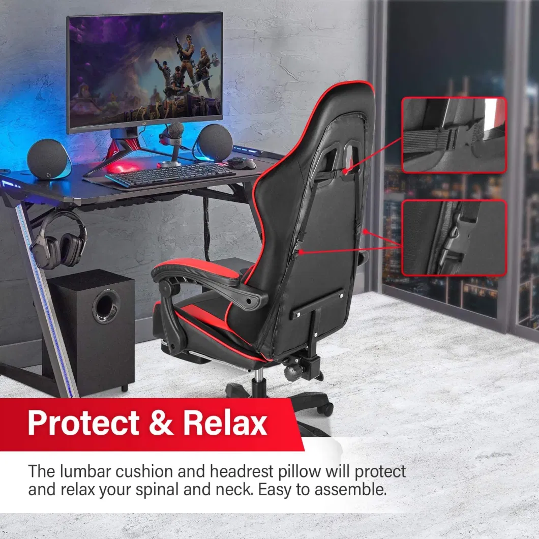 Gaming Chair Ergonomic Racing Style Recliner Office Chair with Massage Lumbar Support