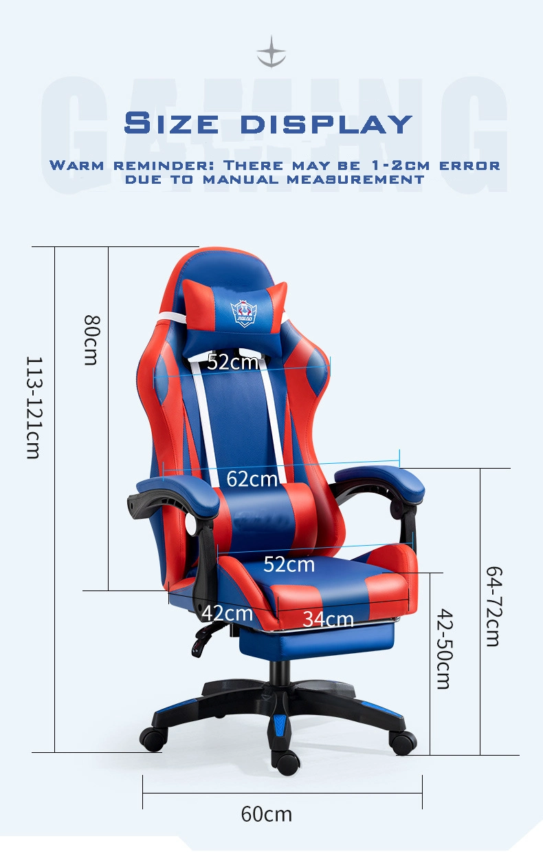 High Quality Office Gamer Racing Gaming Chair with Optional Footrest and Massage RGB Light Strip and Bluetooth Function