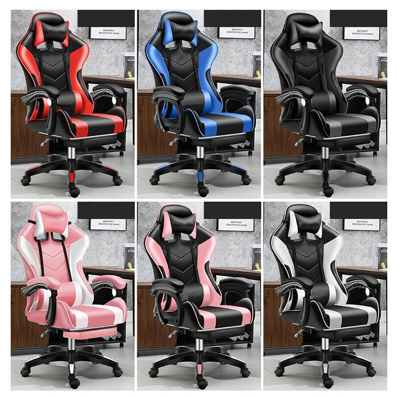 White LED Custom Game Cheap PU Leather Scorpion Racing Gaming Chair with Lights and Speakers Black and Red Pink Gaming Chair Computer Racing Office Massage Blue