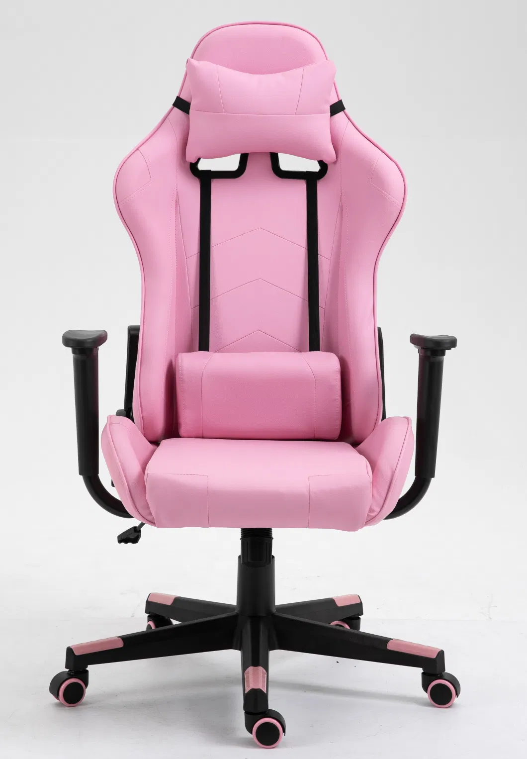 Girls Pink White Chair with RGB LED Lights Blueteeth Speaker 180&deg; Reclining Swirl Gaming Chair