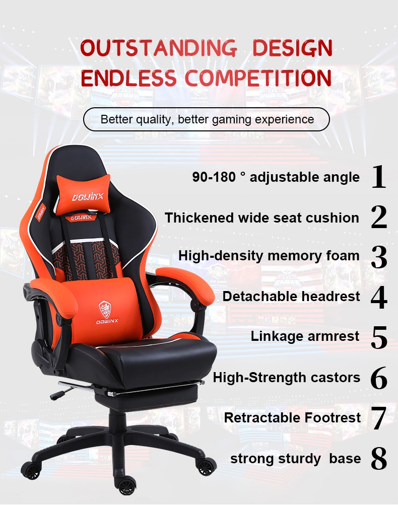 Factory Wholesale PU Leather Adjustable Racing Gaming Chair Adjustable Angle of Backrest Chair