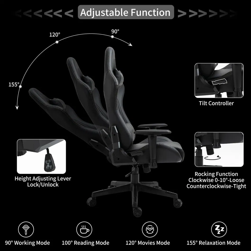 Cheap RGB LED Ergonomic PU Leather Racing Swivel Office Computer Gaming Black Red Game Chair Chair Gamer