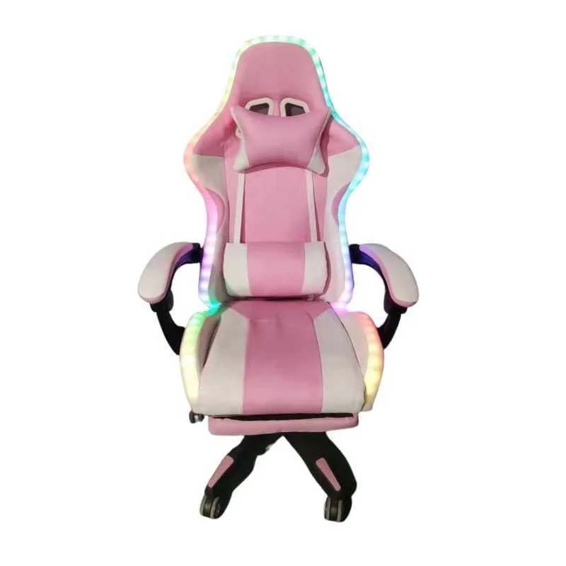 Pink Custom RGB Soft PU Comfortable Woman Computer LED Gaming Chair