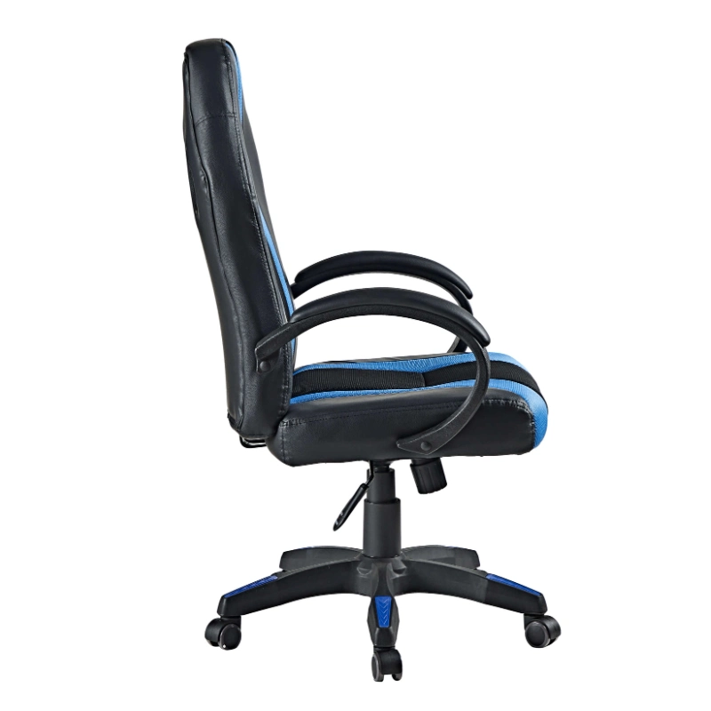 Ergonomic Blue Leather Gaming Chair with Hollow Back Design