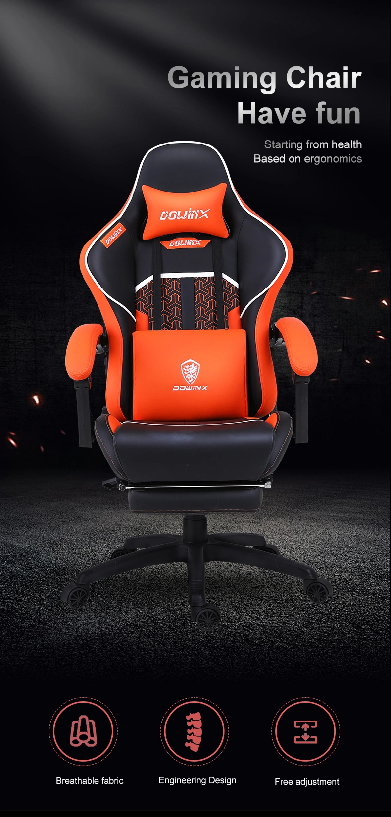 Factory Wholesale PU Leather Adjustable Racing Gaming Chair Adjustable Angle of Backrest Chair