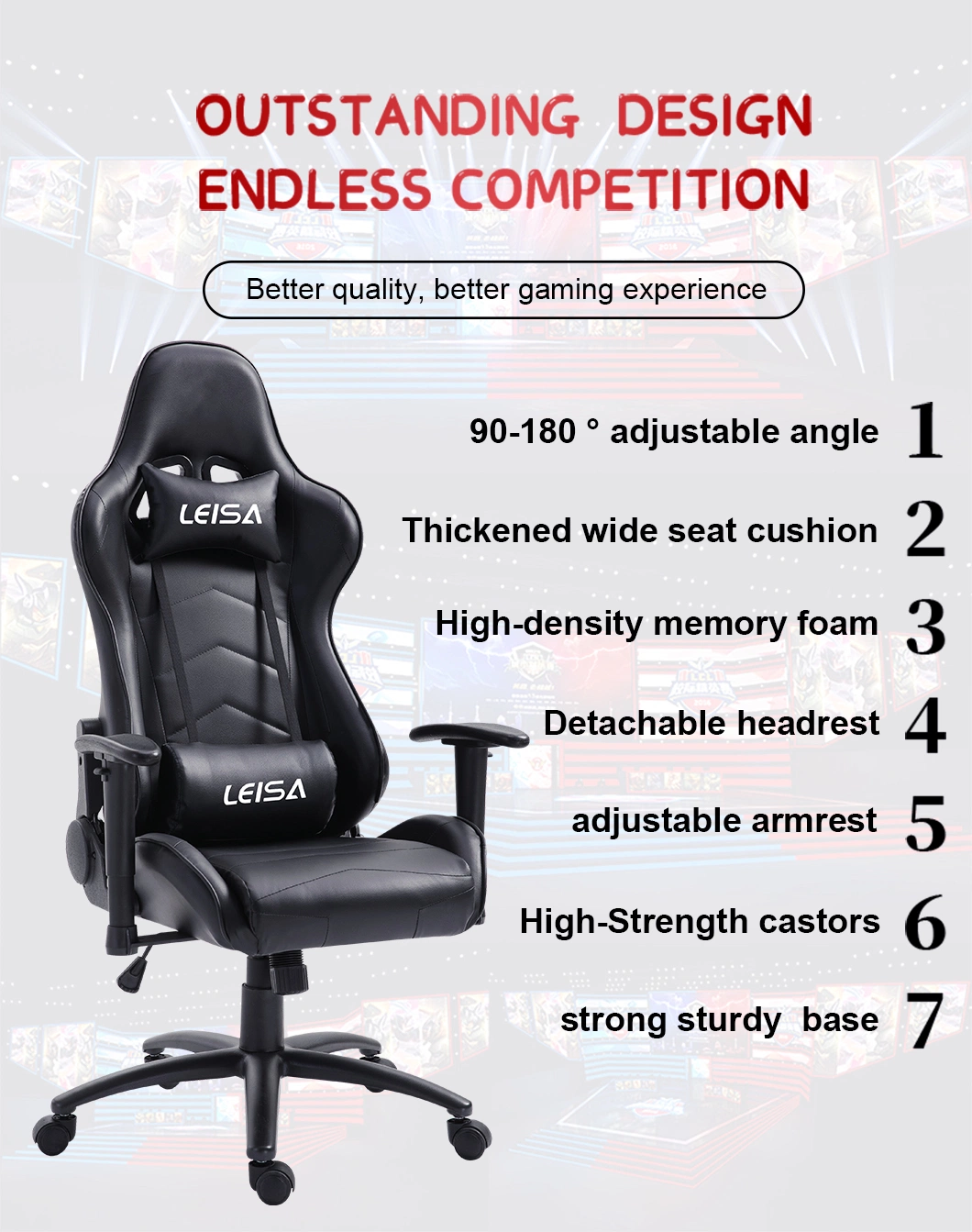 Home Leisure Ergonomic Swivel Chair Sleeping Game Chair Office Gaming Chair with Armrests
