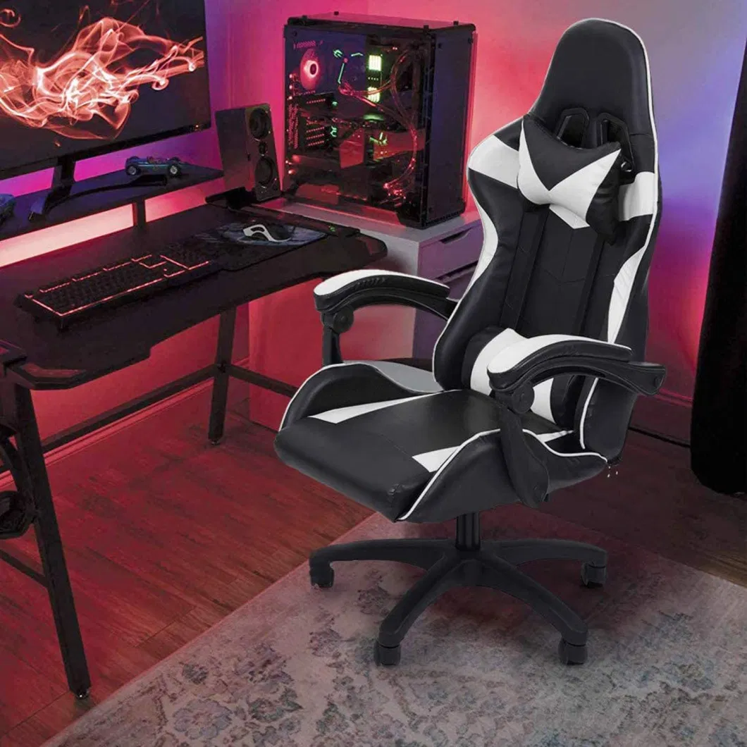 Wholesale Custom Pink White Ergonomic RGB Racing Gaming Chair with Footrest for Gamer