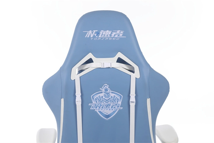 Sports Racer Gaming Chair with Light Blue&White Upholstery