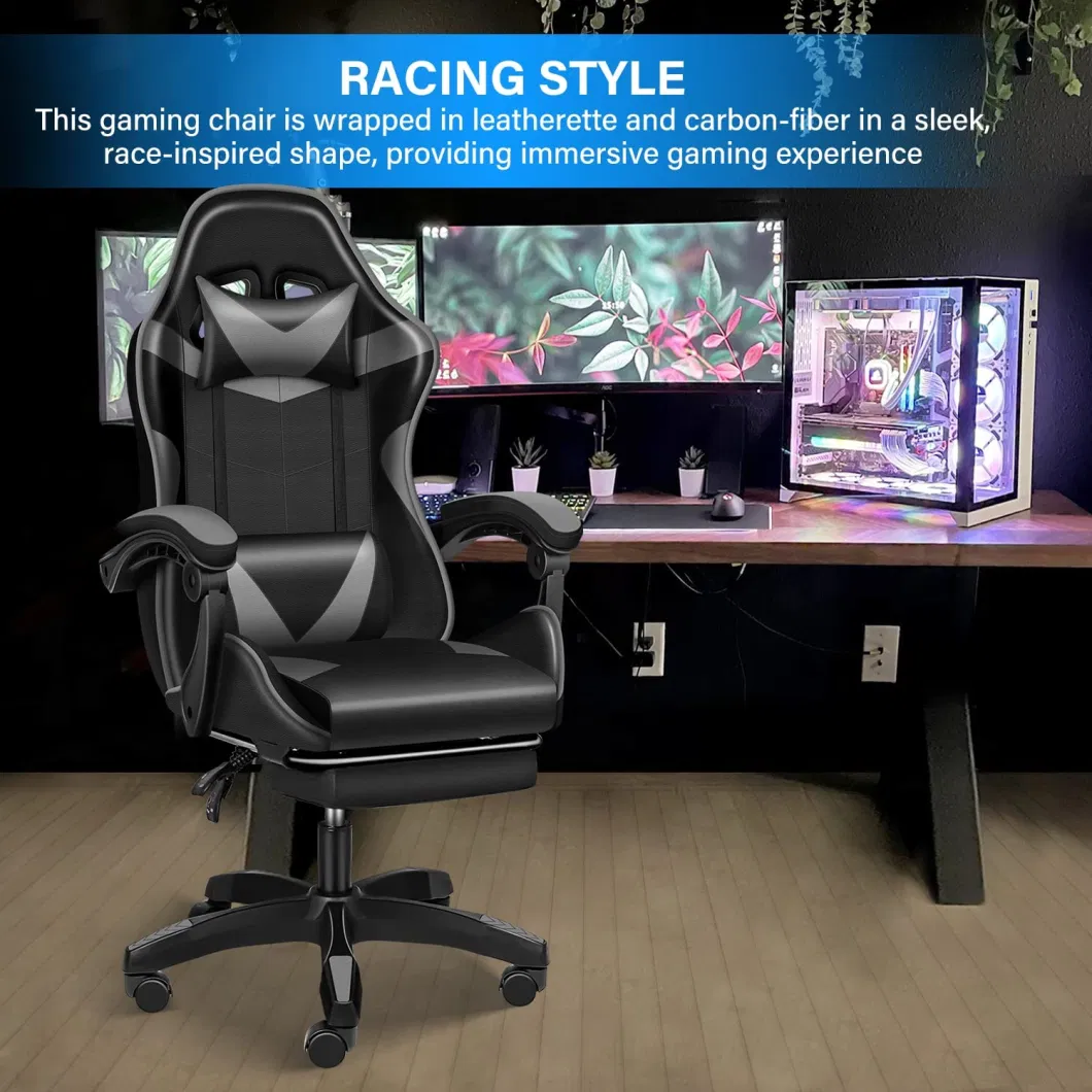 Luxury Gaming Gamer Computer Chair Massage Racing Gaming Chair with Footrest