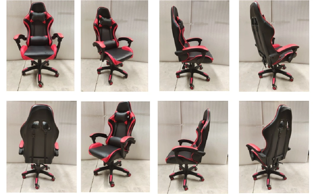 Wholesale Black Red RGB Racing Gamer Silla PU Comfortable Office Gaming Chair with Footrest