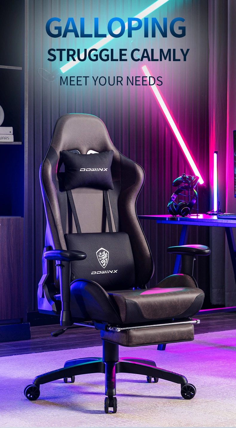 Amazon Dowinx Brand New Design Ergonomic Custom Logo Racing Chair Office Furniture Gaming Chair with Neck &amp; Foot Support