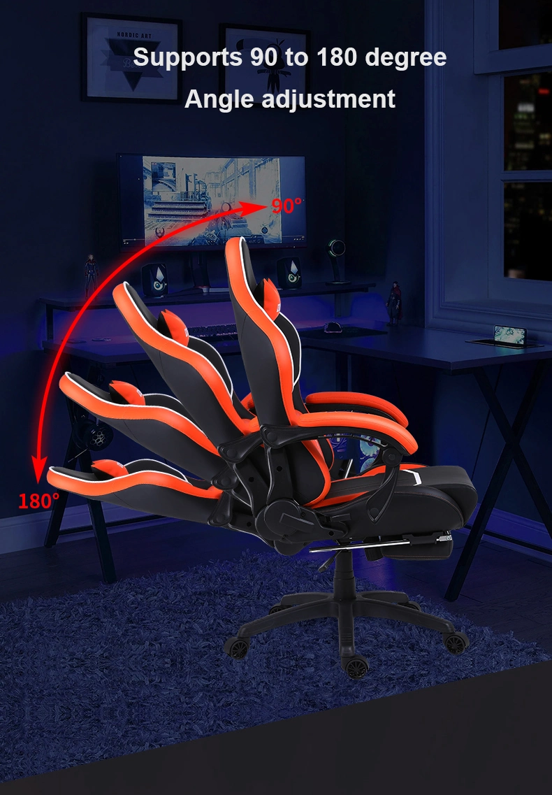 Factory Wholesale PU Leather Adjustable Racing Gaming Chair Adjustable Angle of Backrest Chair