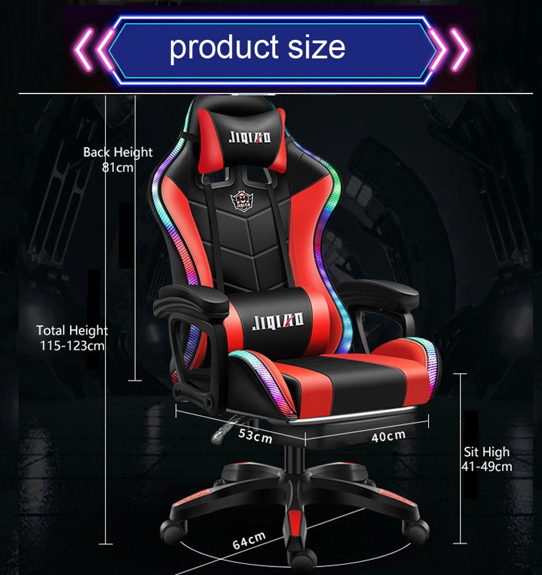 Custom Cheap PU Leather Computer PC Game Racing Silla Gamer RGB LED Massage Gaming Chair with Lights and Speakers