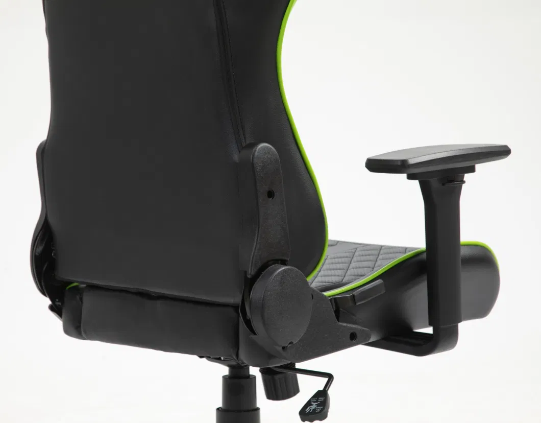 Green Gaming Chair with Footrest Diamond Quilting Ergonomic Racing Chair