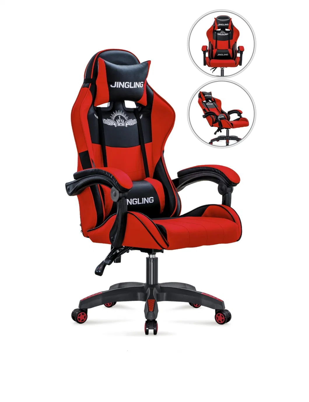 Black &amp; Red PU Leather Modern Executive Racing Escritorio Gamer Chair