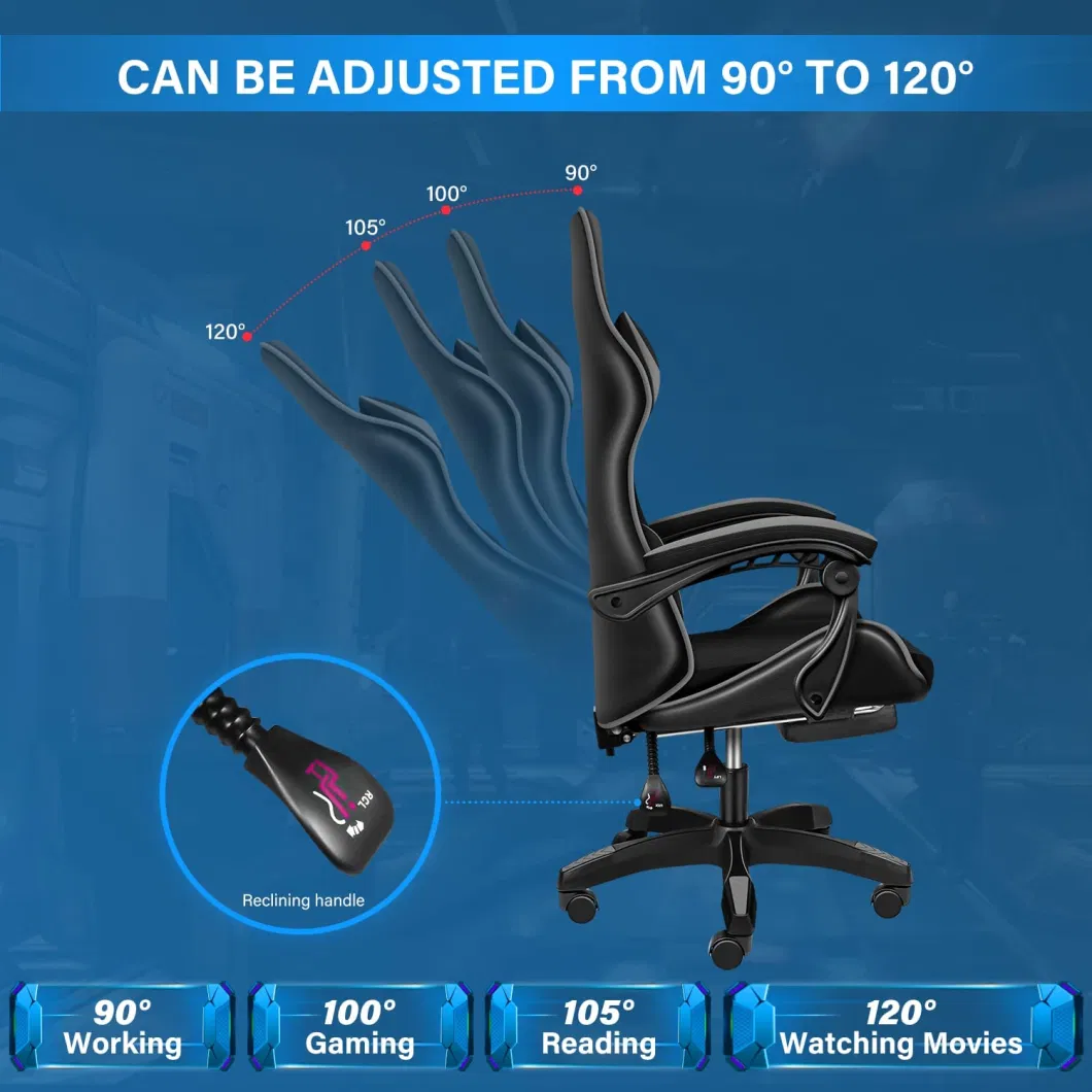 Luxury Gaming Gamer Computer Chair Massage Racing Gaming Chair with Footrest