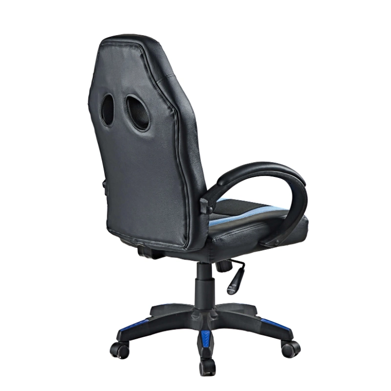 Ergonomic Blue Leather Gaming Chair with Hollow Back Design