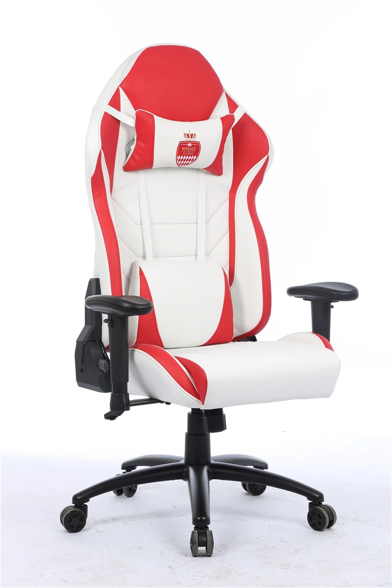 White&Red Gaming Chair with Steel Base