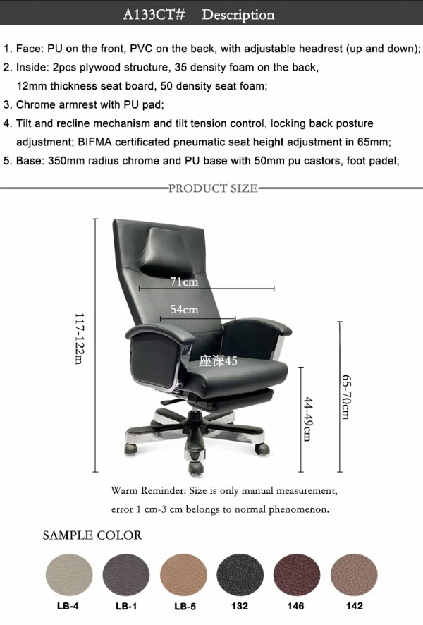 with Footrest Cow Leather Furniture Executive Chair for Manager Office