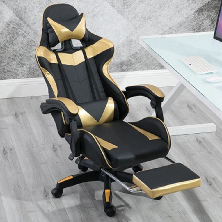 Adjustable Home Office Steel Iron Headrest Recliner Racer Gaming Chair