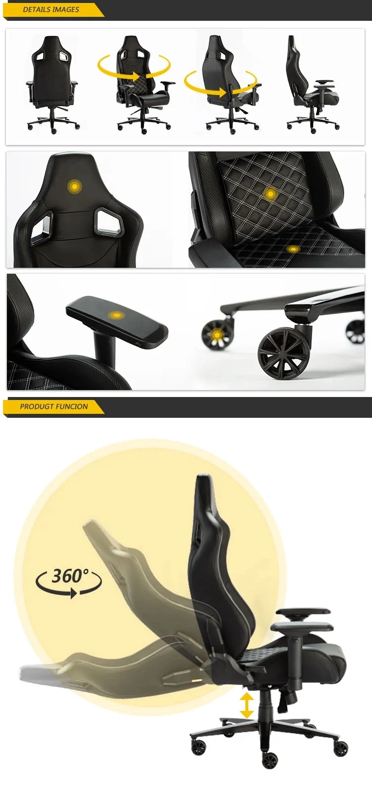 Heavy Duty PC Gaming Chair Computer Racing Chair for Gamer with Adjustable Armrest