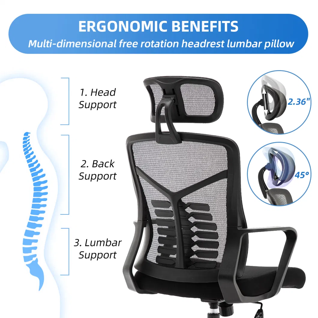 Ergonomic Office Mesh Chair Heavy Duty 350 Lbs Swivel Task Chair for Home Work