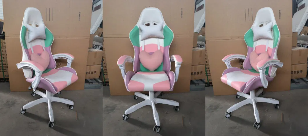 New Design Lady Gaming Chair Pink Gaming Chair with Removable Head Silla Gamer