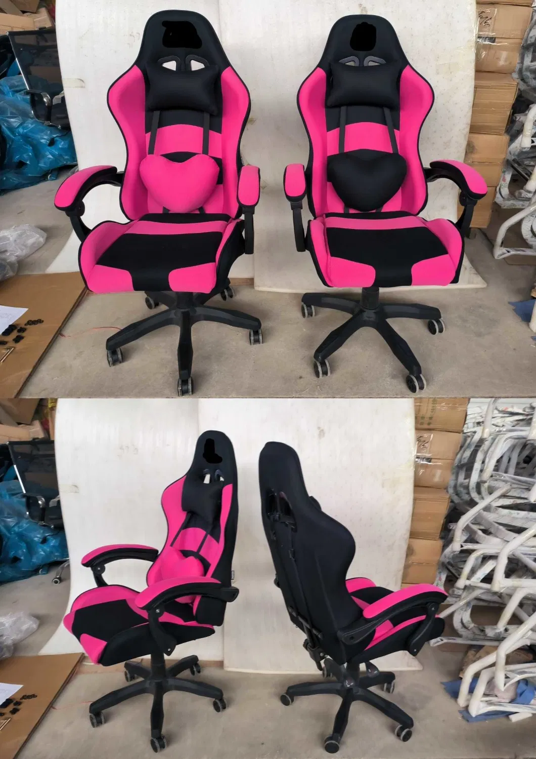 Luxury Gaming Gamer Computer Chair for Girls Back Support Pillow PU Leather White Pink Wholesale Gaming Chair