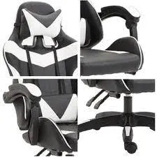 Black and Grey Recliner Luxury Comfier PVC High Quality Fabric Gaming Chair
