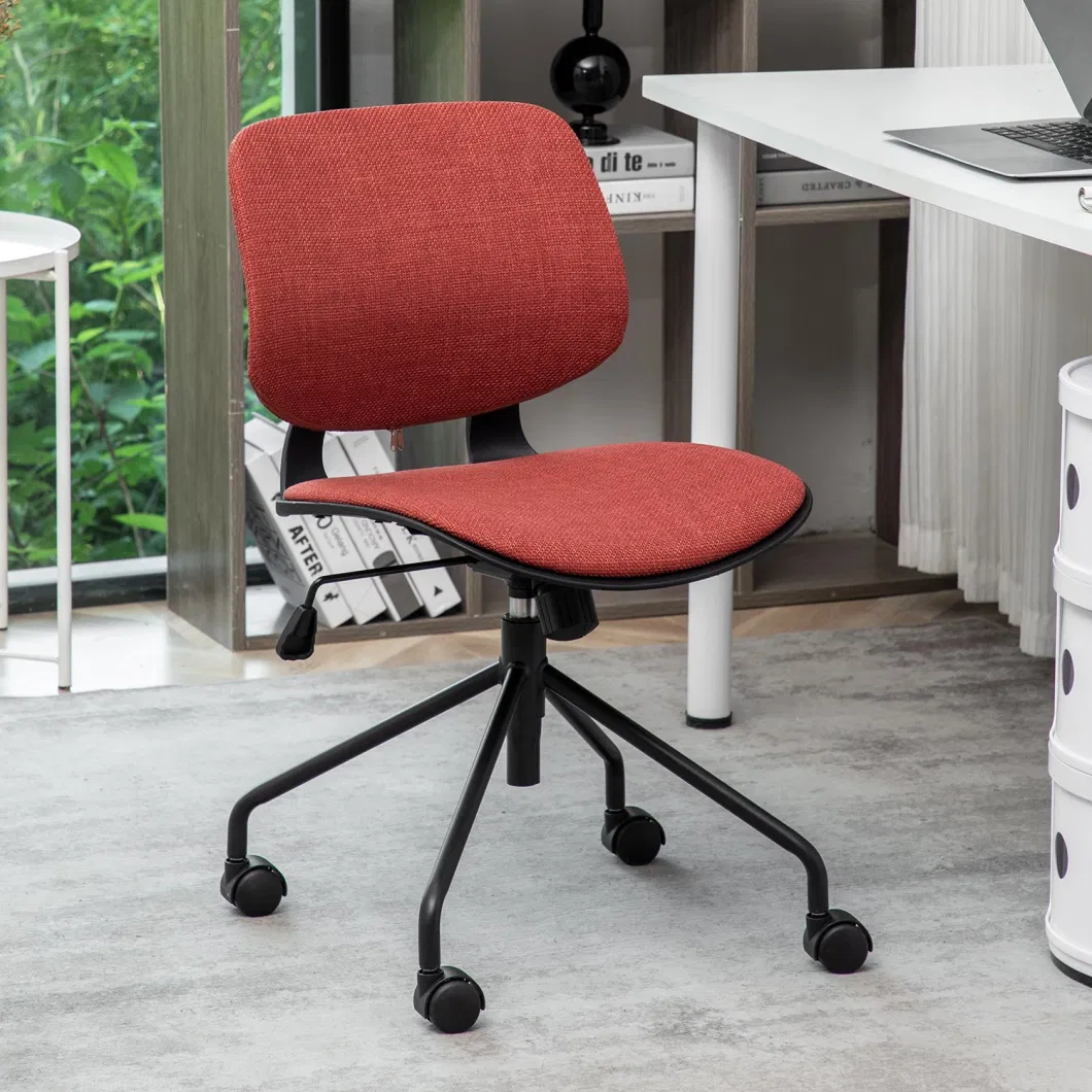 Armless Office Chair Ergonomic Computer Task Desk Chair Without Arms MID Back Fabric Swivel Chair