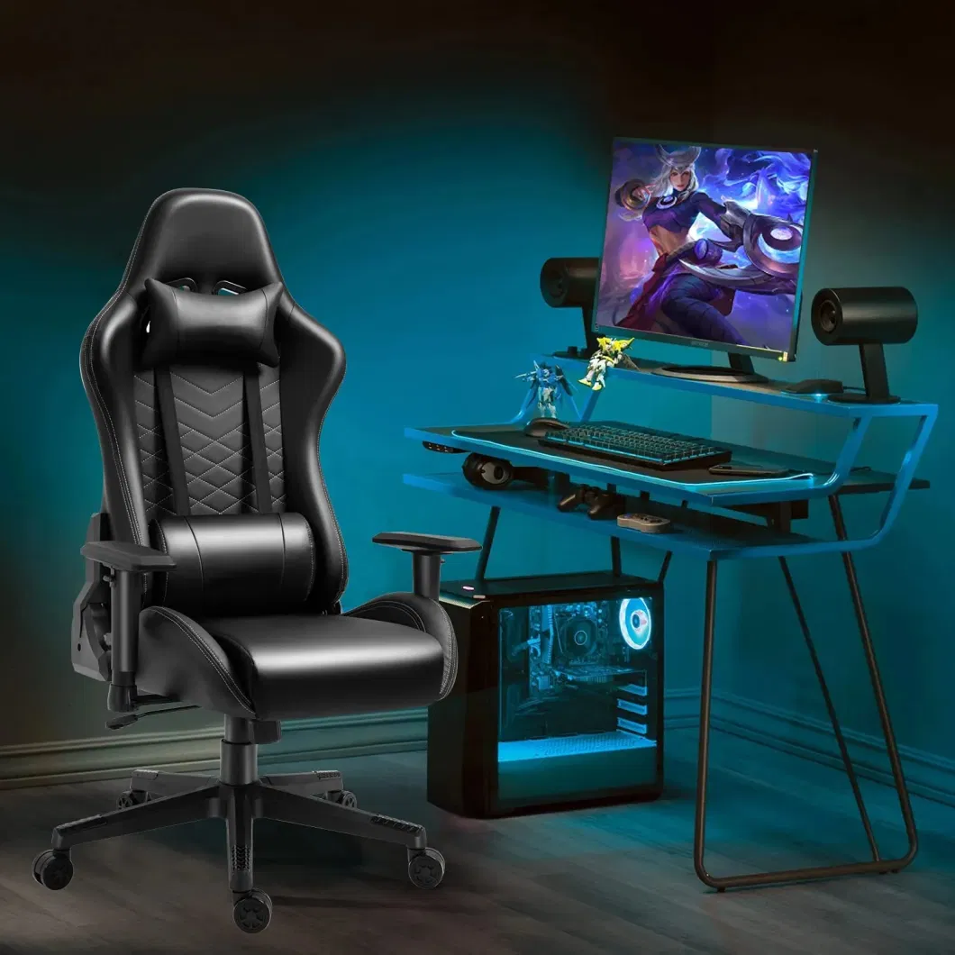 Cheap RGB LED Ergonomic PU Leather Racing Swivel Office Computer Gaming Black Red Game Chair Chair Gamer