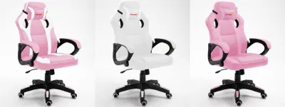 Rosafarbener Büro-Stuhl, der Spiel-Stuhl-Weiß-Stuhl läuft