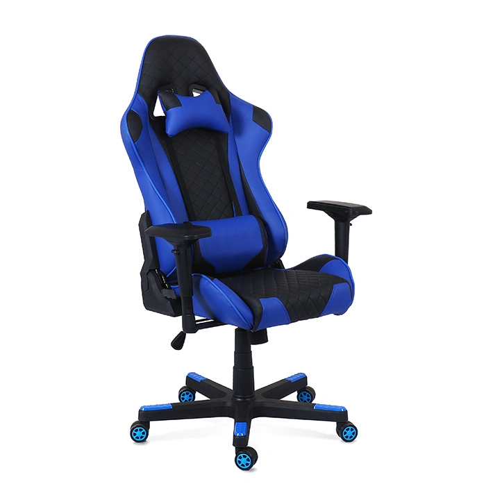 High Weight Capacity Blue Leather Gaming Chair