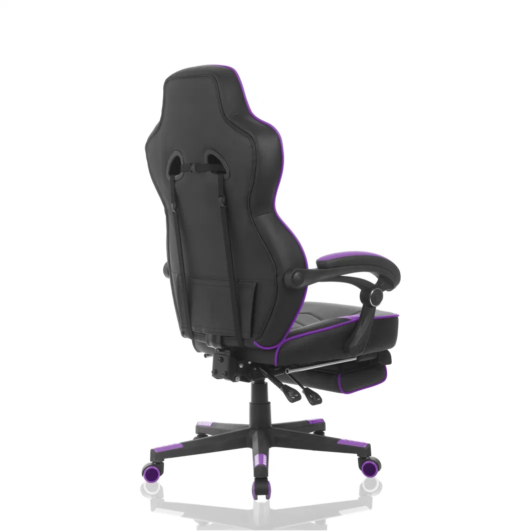 Black&Purple Gaming Chair with Footrest