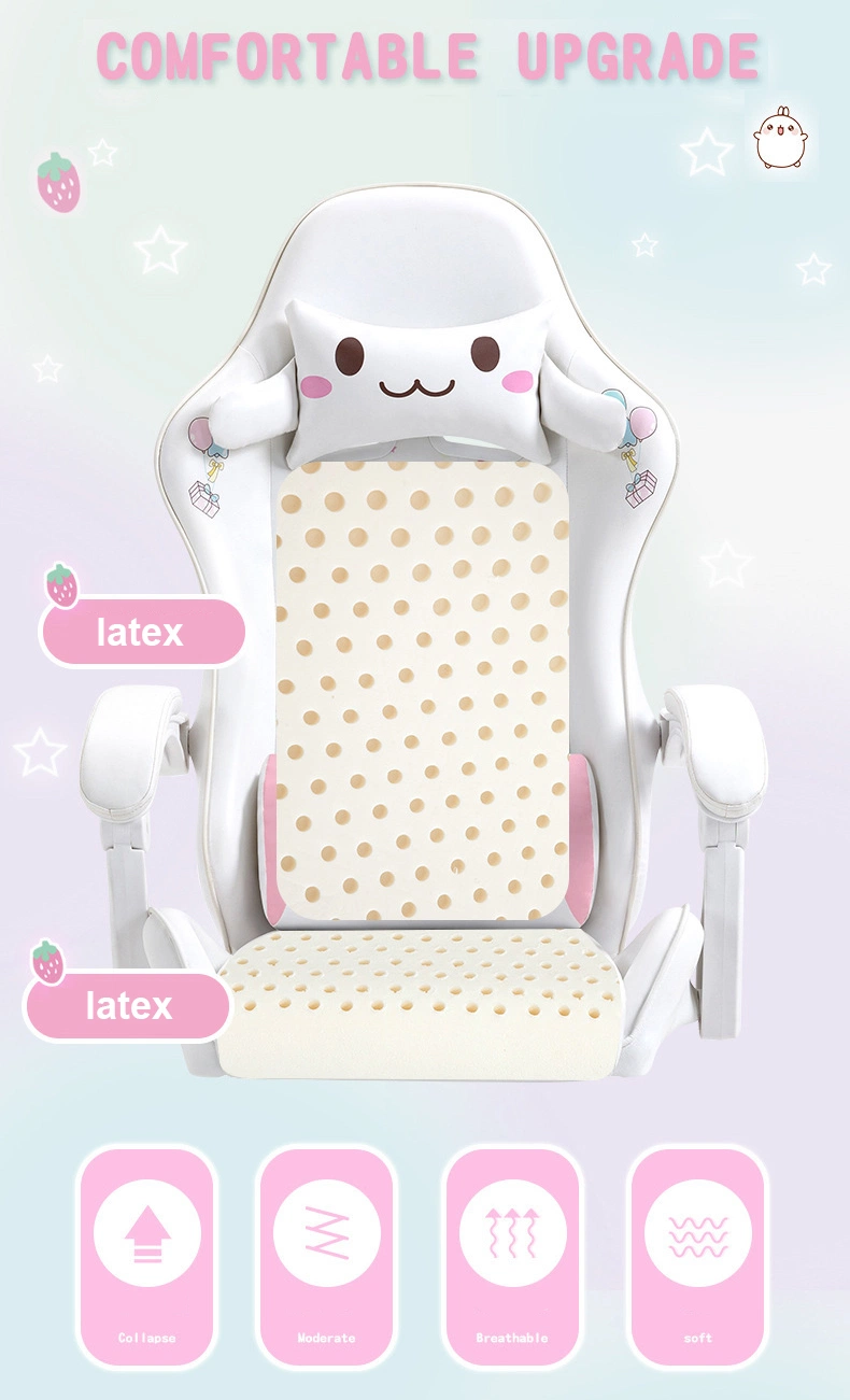 High Quality Custom Anime Leather Ergonomic Recliner Cute White Yellow Game Silla Gamer Chair Gaming Chair for Girls