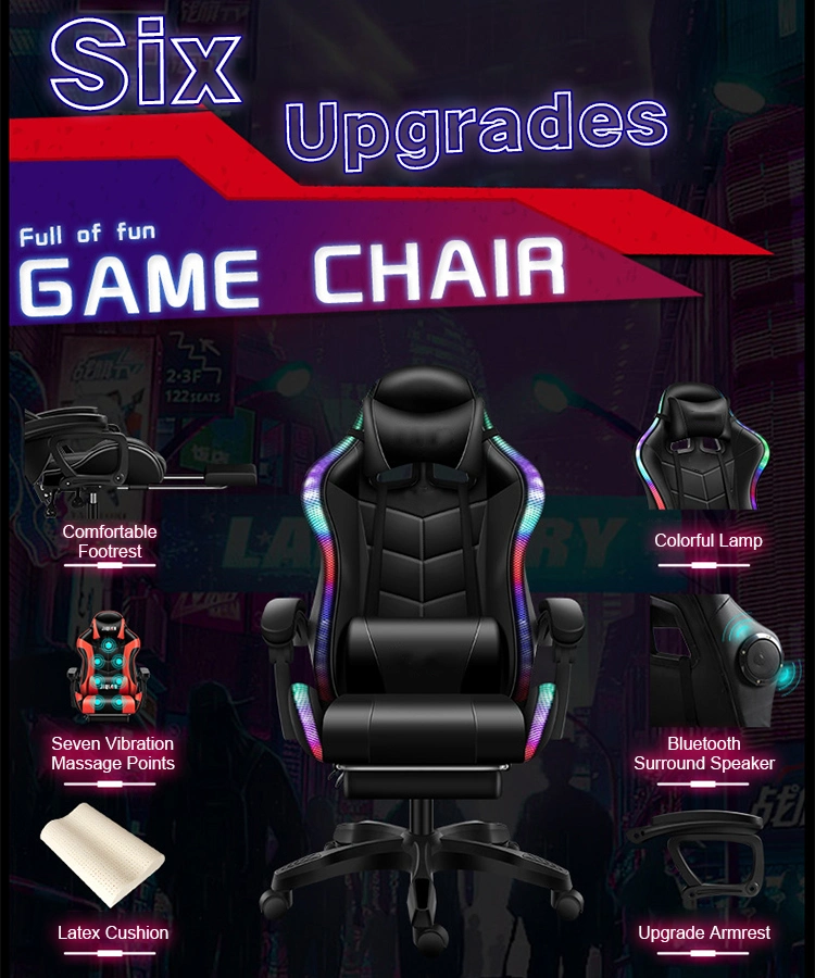 Best RGB PU Leather Office Race Gamer Chairs Executive Swivel Comfort Ergonomic Computer Racing LED Gaming Chair