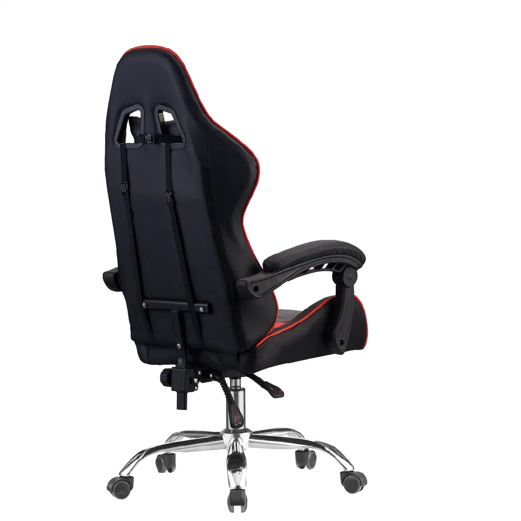 Best Sale High Backrest Black Gaming Racing Chair Upholstered Cushion Chromed Base
