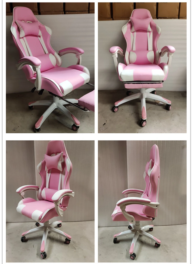 Hot Selling Pink Gaming Chair Custom Swivel Chair for Gamer Gaming Chair with Footrest
