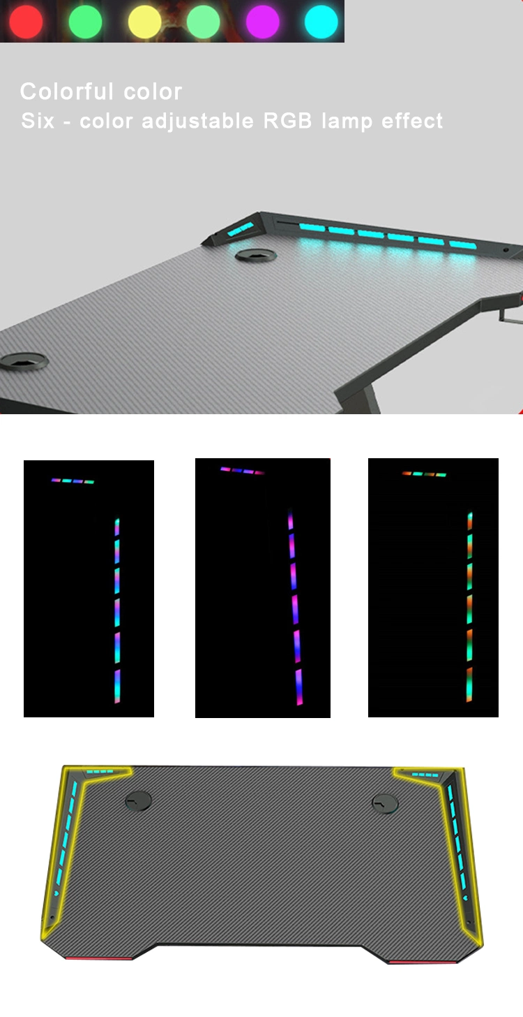 Hot Selling PC Computer Desk 7 Color Gaming Table with LED Light Gaming Desk