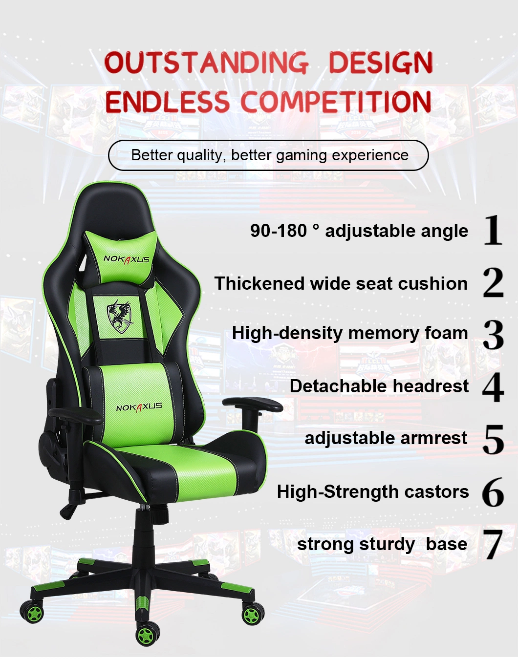 Dowinx Office Furniture PU/PVC Leather Custom Logo Gaming Chairs Gamer Chair Office Chair