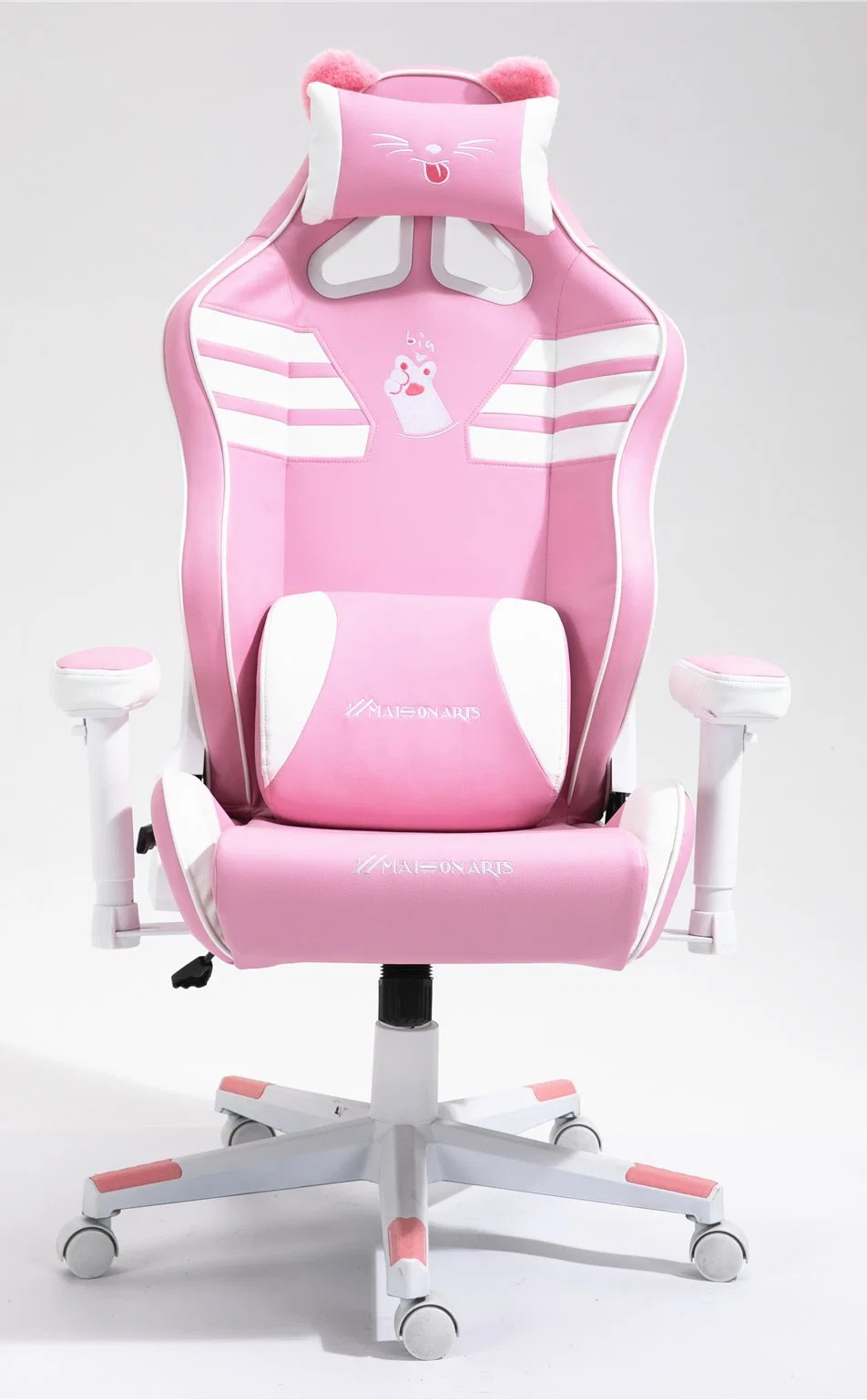2021 New Design Girl Pink Gaming Chair with Cats Embroidery 2D Armrest Racing Chair Gaming Chair