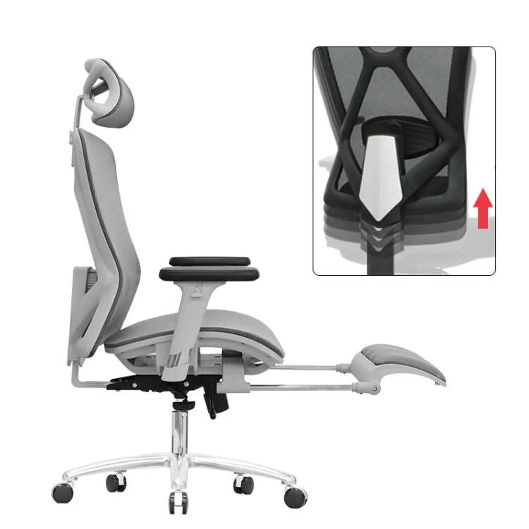 New Design High Back Home Office Lounge Chair Grey Large Physique Chair with Footrest