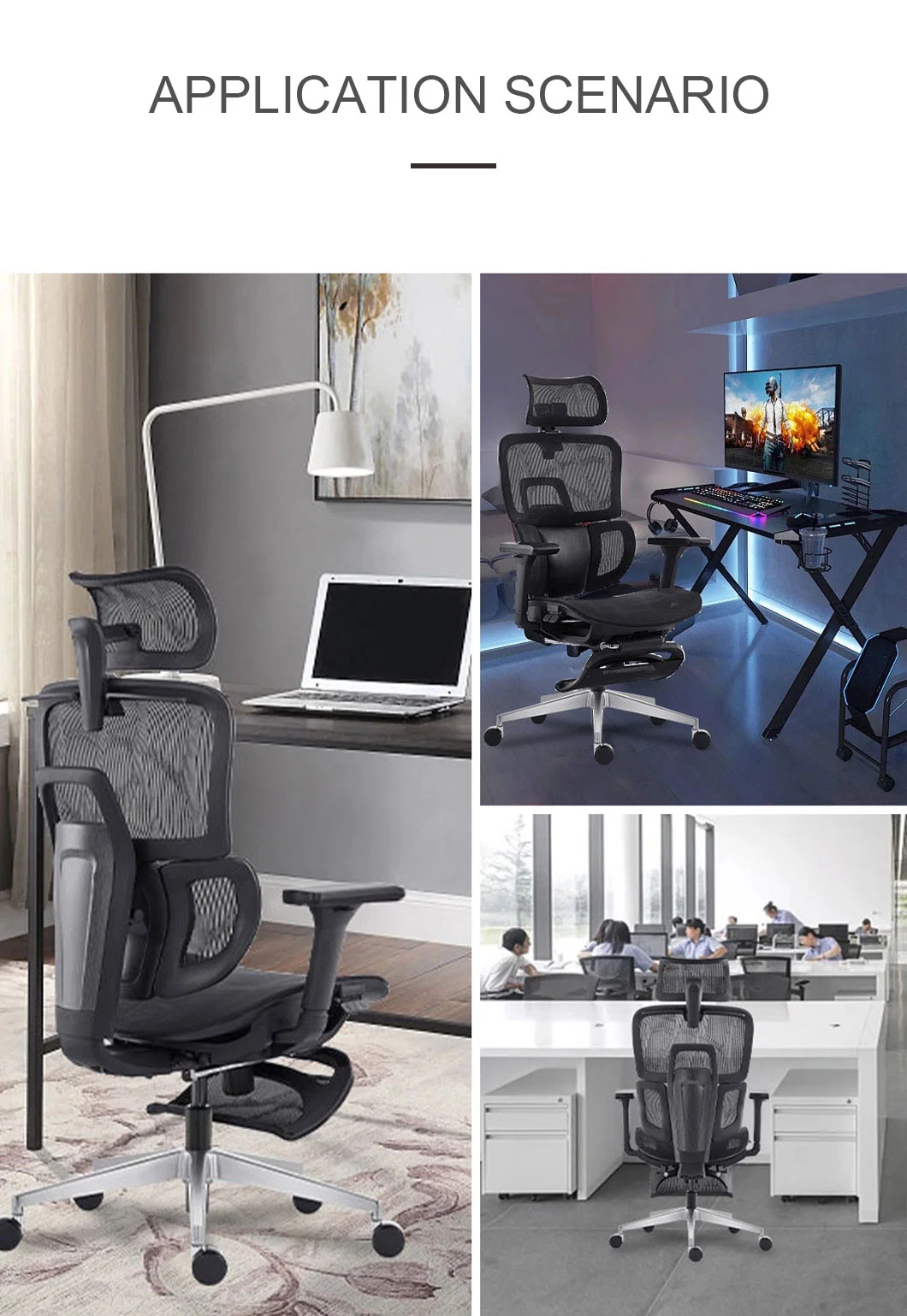 Furniture High Back Adjustable Revolving Manager Executive White Swivel Lift Ergonomic Mesh Fabric Gaming Office Chair