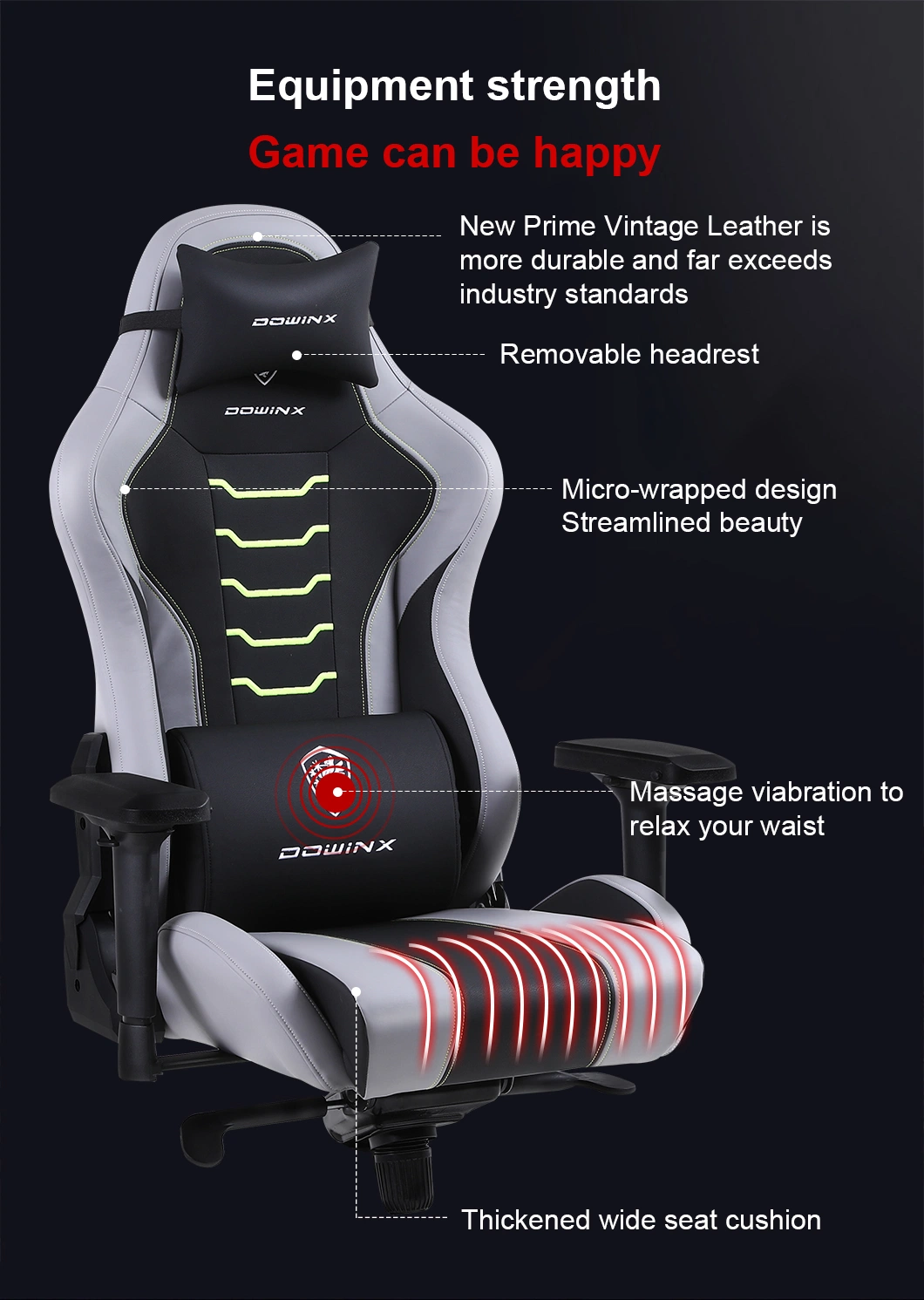 New Design Leather Modern Massage Comfortable Gaming Chair Big and Tall Ergonomic Anji Office Chair for Sale