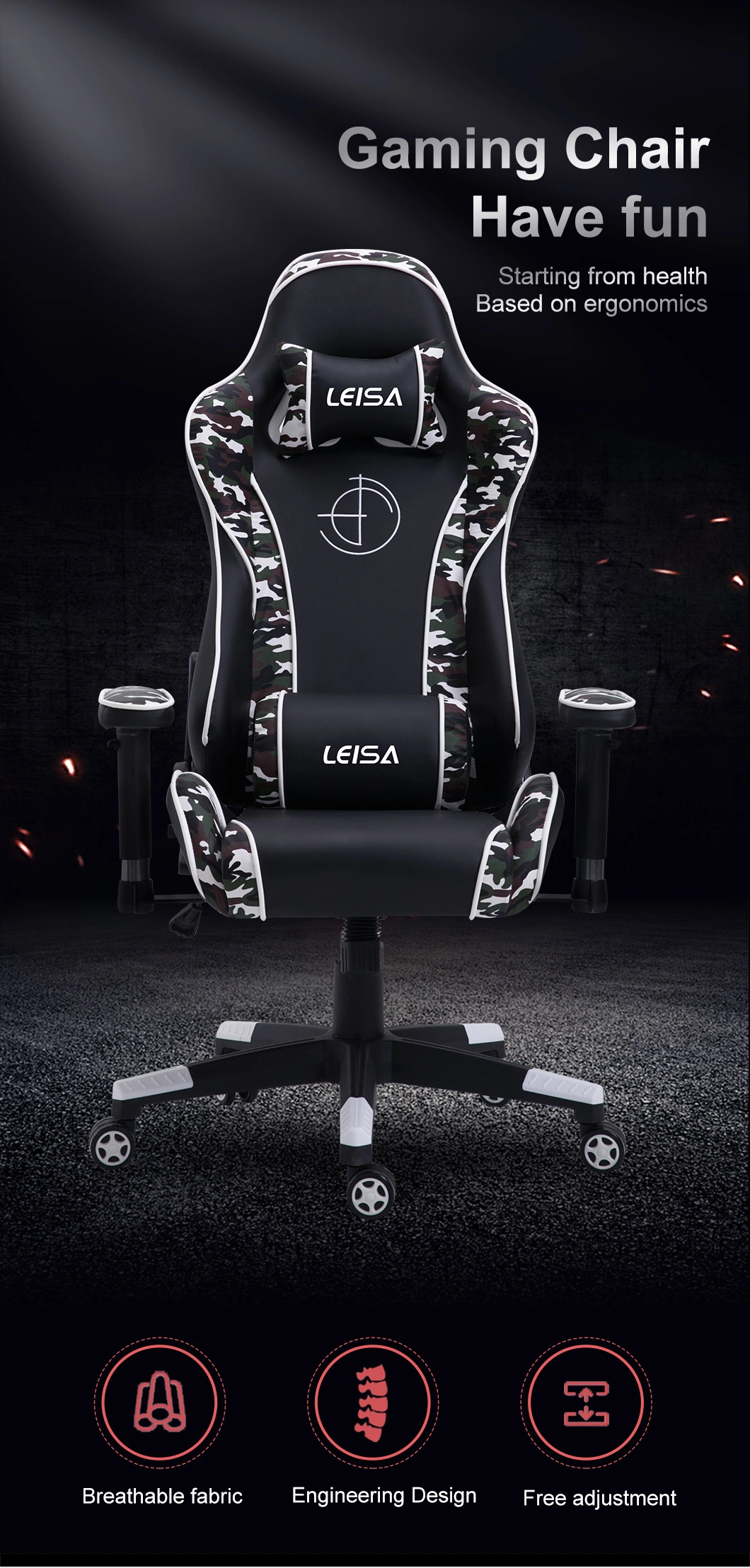 High Quality Good Price PC Computer Large Seat Gamer Chair Linkage Armrest Noble Gaming Swivel Racing Chair
