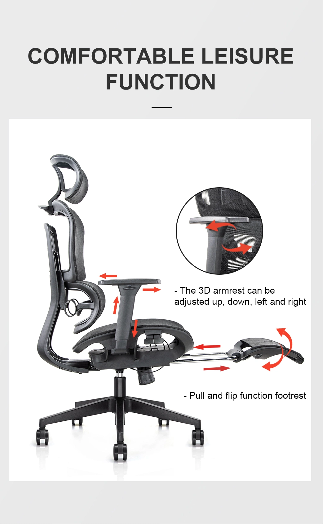 High Back Executive Office Chair Commercial Furniture Adjustable Gaming Mesh Ergonomic Chair