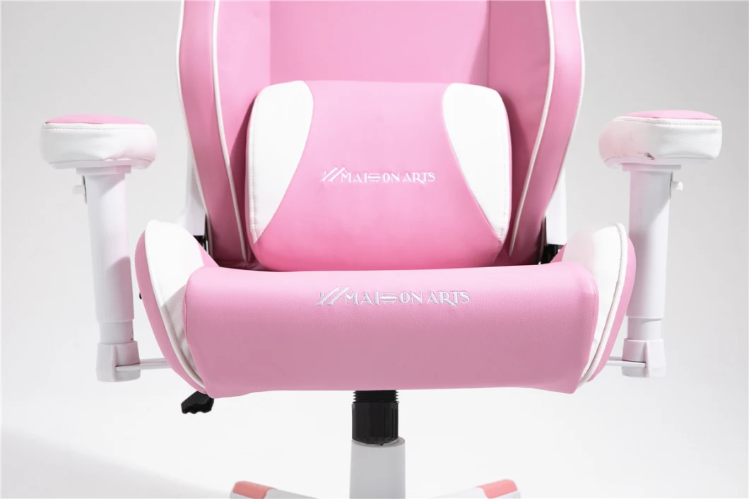 2021 New Design Girl Pink Gaming Chair with Cats Embroidery 2D Armrest Racing Chair Gaming Chair