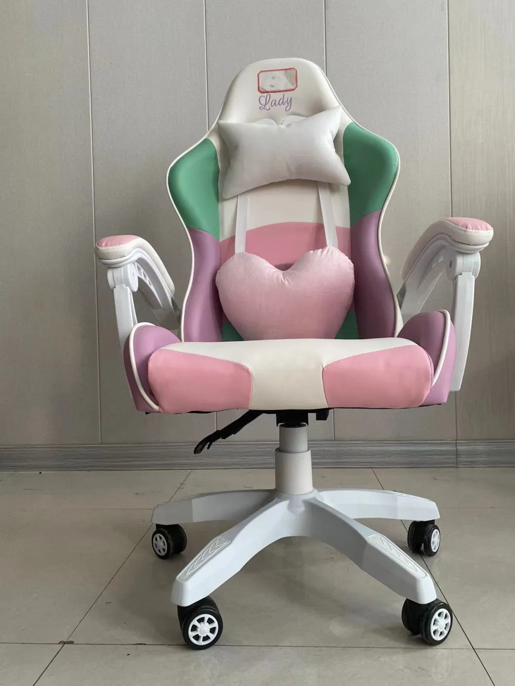 Wholesale Computer Racing Chair Rainbow Pink Green PU Gaming Chair